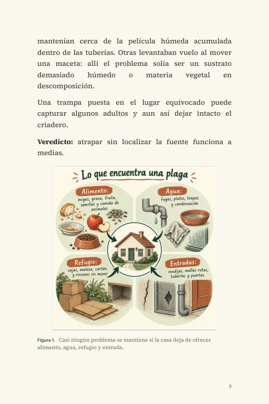 Lo que encuentra una plaga: alimento, agua, refugio y entradas